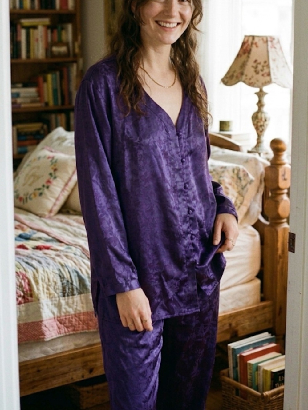 Vintage Victoria’s Secret silky purple pajama set 90s butter mom aesthetic